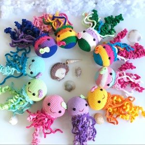 Handmade yarn cotton Jellyfish crochet, gift for LGBT, hanging decor.